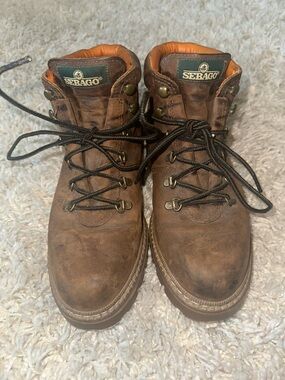 Sebago Brown Real Genuine Craftsmanship Leather Lace-Up Women’s Men's Boots 10